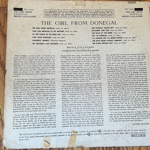 Vintage LP The Girl From Donegal Bridie Gallagher Vinyl - Picture 2 of 5